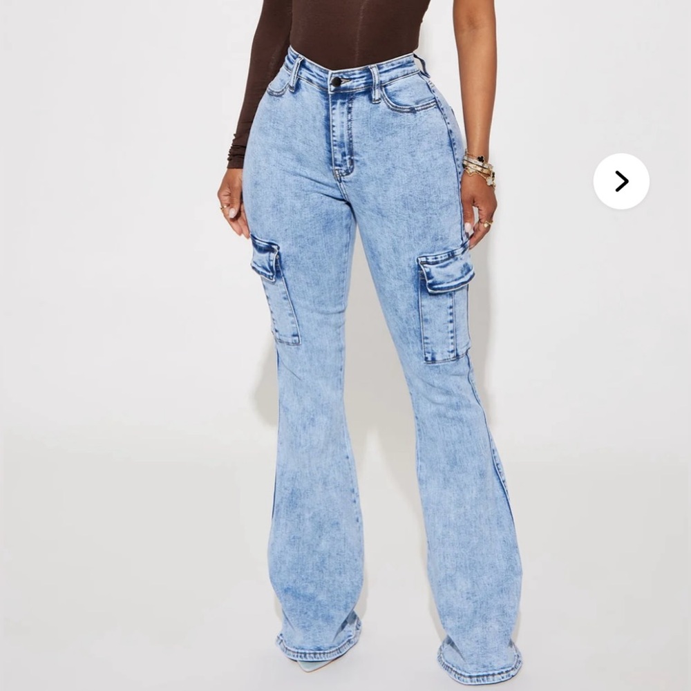 Fashion Nova Blue Flare Wide Leg Jeans